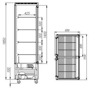 Витрина кондитерская Carboma D4 VM 800-1 (R800C Carboma) (INOX) 2 дверцы, полки‑решётки - Изображение 2