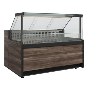 Витрина холодильная Carboma GC111 VV 1,25-1 (1008 Темный дуб) (динамика, газлифт, без боковин)