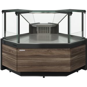Витрина холодильная Carboma GC111 VV 5 (1008 Темный дуб) (внешний угол, динамика, без боковин)