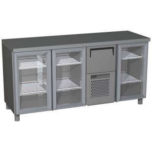 Стол холодильный барный Carboma T57 M3-1-G 9005-19 корпус черный, без борта, планка (BAR-360С)